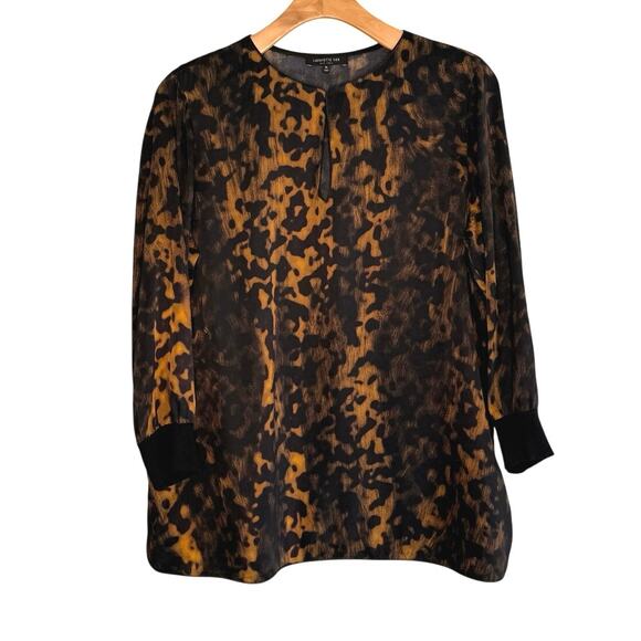 Lafayette 148 New York Kelsey silk animal print blouse size XL - Picture 2 of 7